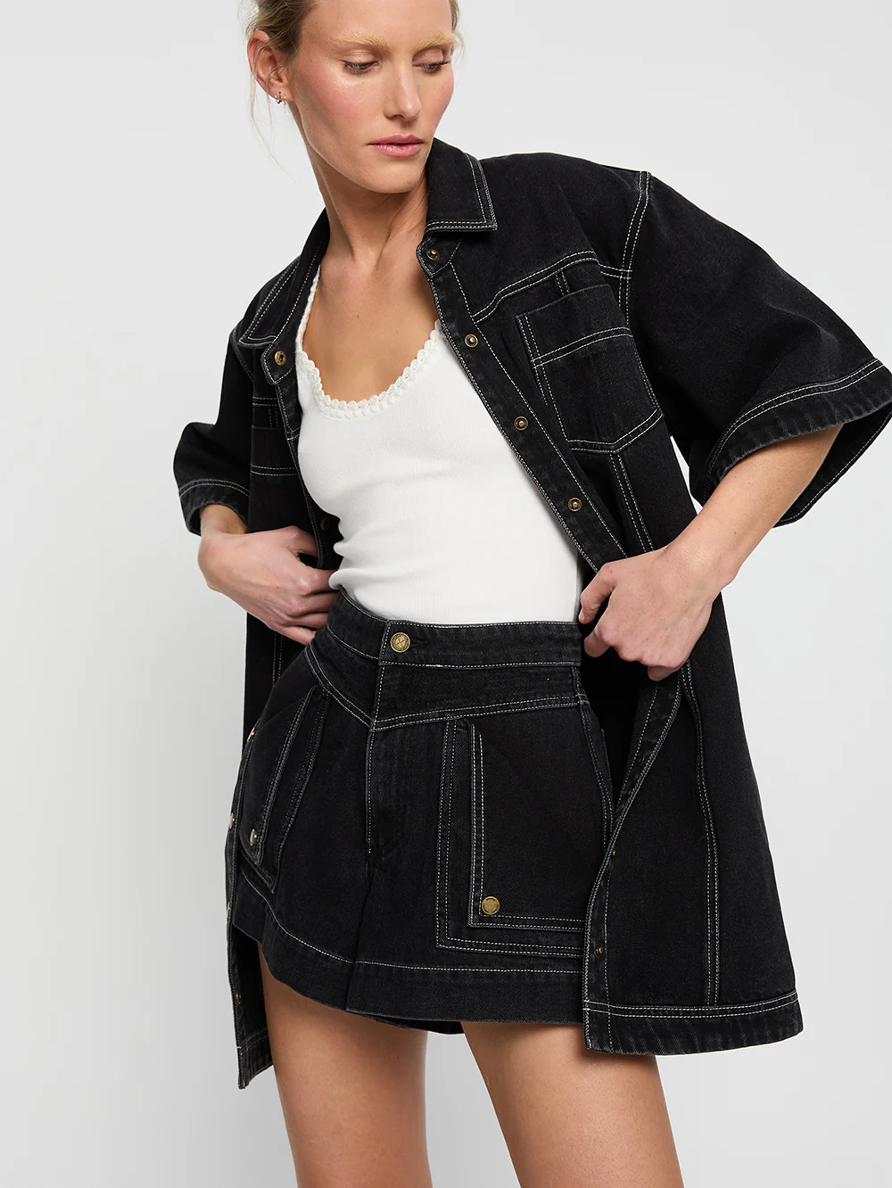 Celene Denim Short - Black - Image 5