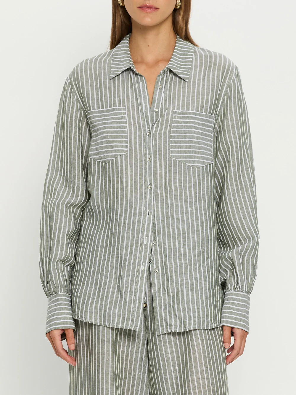 Elara Shirt - Green Stripe - Image 2