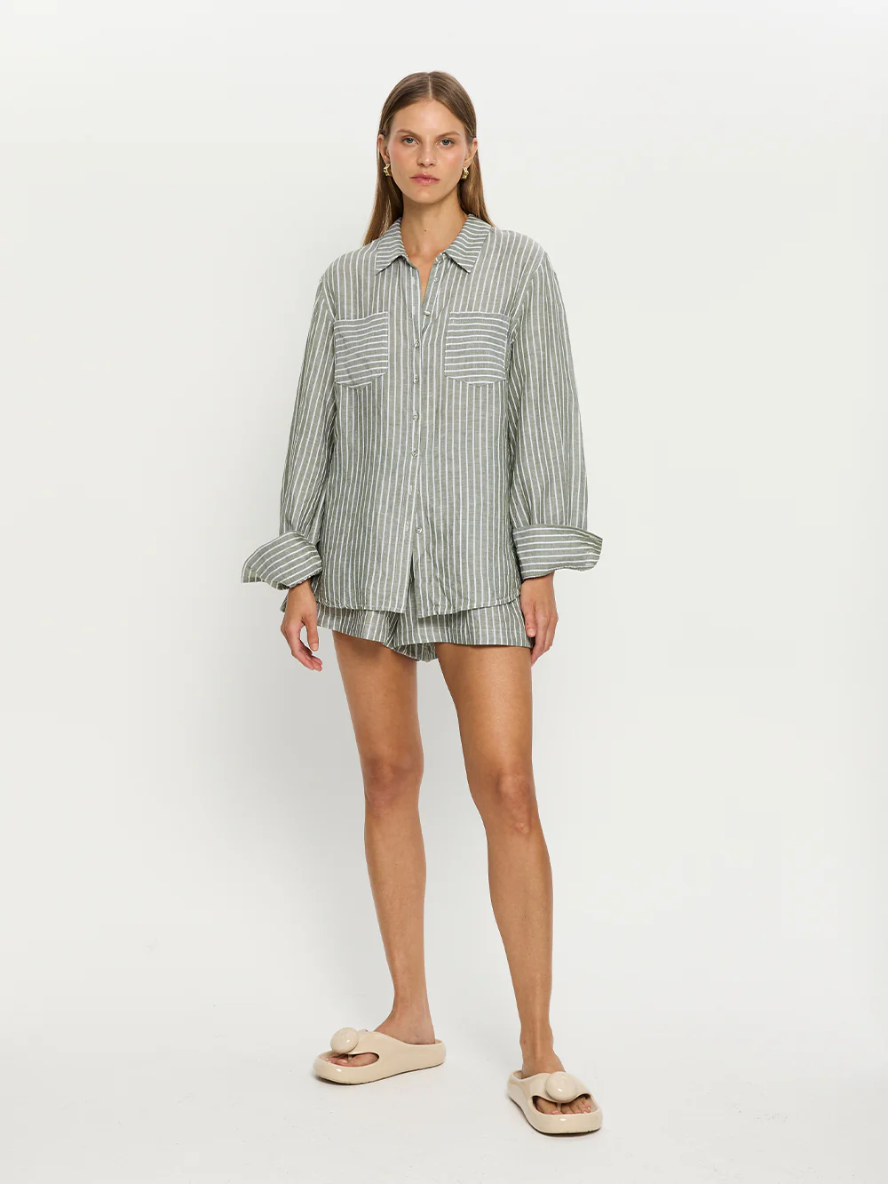 Elara Shirt - Green Stripe - Image 3