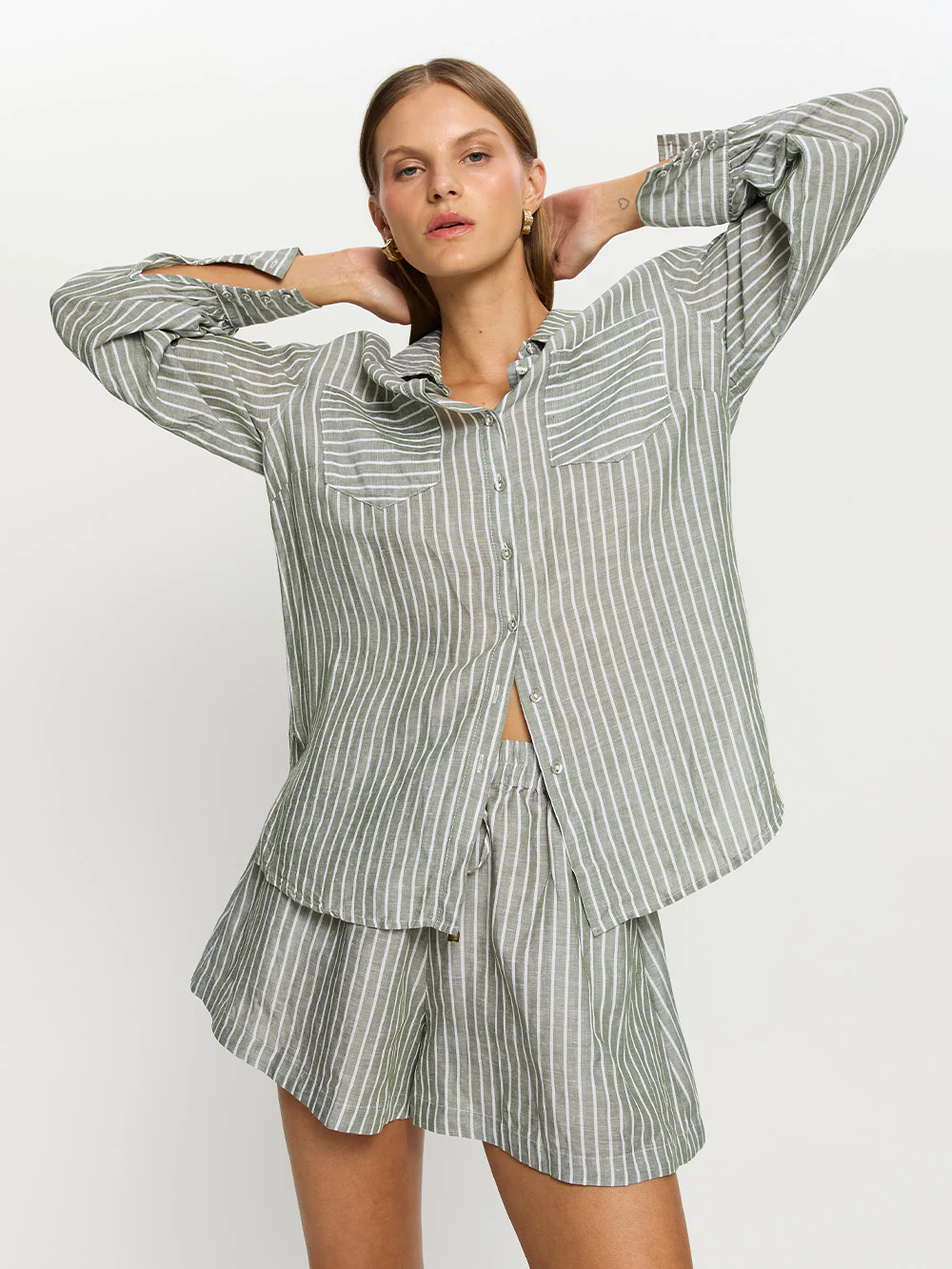 Elara Shirt - Green Stripe - Image 7