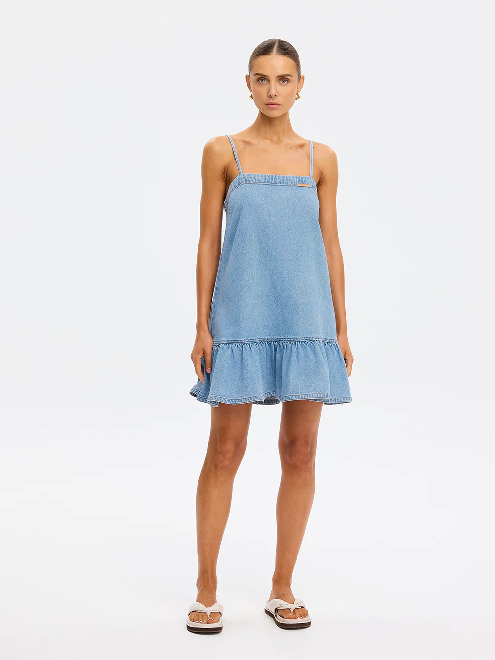 Emilie Denim Strappy Mini Dress - Image 6