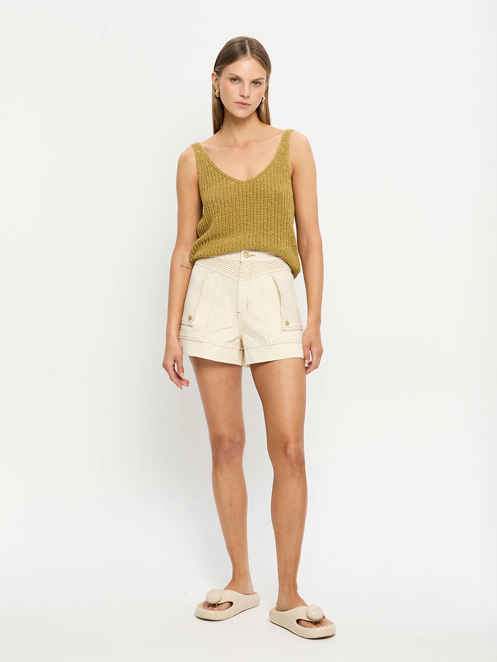 Lana Knit Cami - Khaki - Image 2