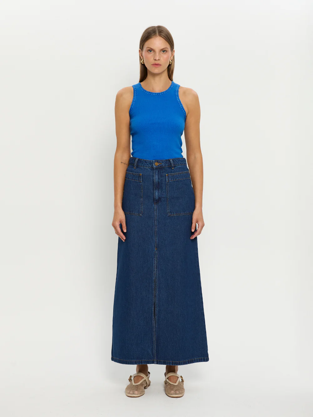 Tallulah Crochet Edge Tank - Cobalt - Image 2