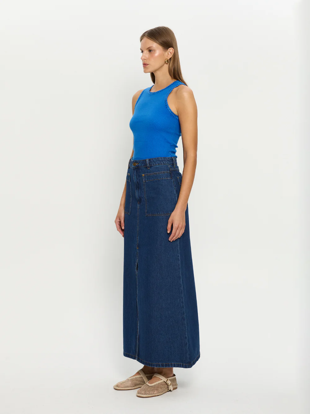 Tallulah Crochet Edge Tank - Cobalt - Image 3