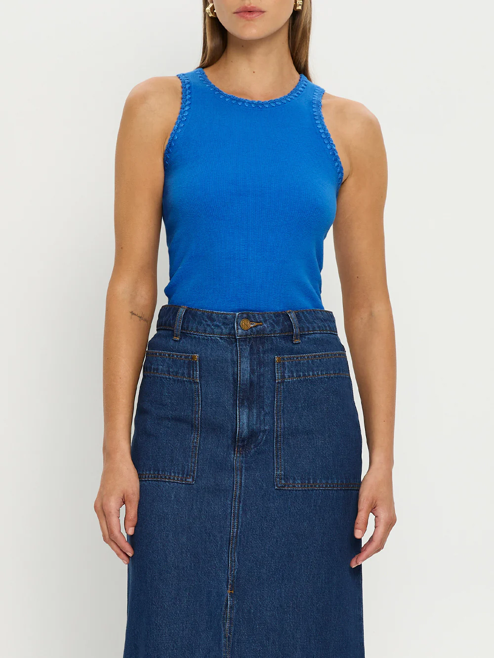 Tallulah Crochet Edge Tank - Cobalt - Image 6